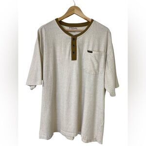 Men’s Stanley Tan and Brown Button Short Sleeve Henley Tee. Size 3XL
